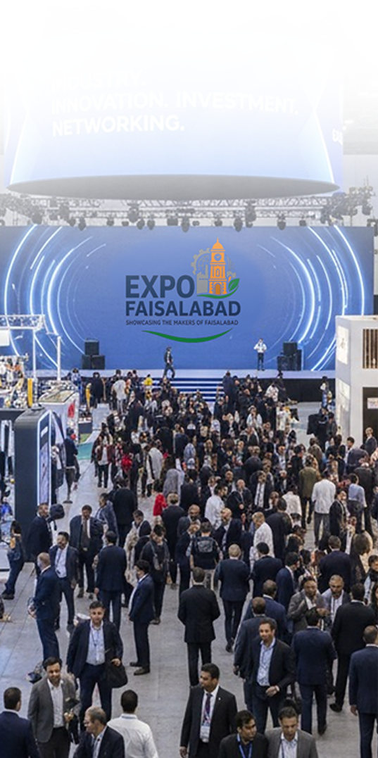 Expo Faisalabad 2026 - Professional expo crowd with branding elements